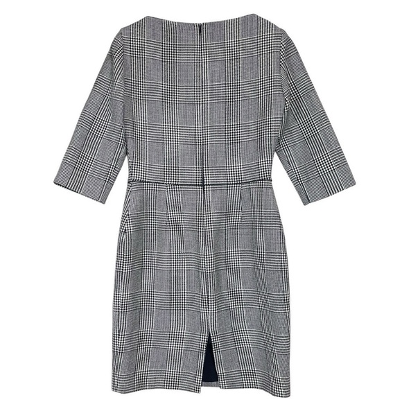 Stella McCartney Houndstooth Plaid Boat Neck Wool Blend Dress Black 40 US 4/6 - Picture 2 of 9
